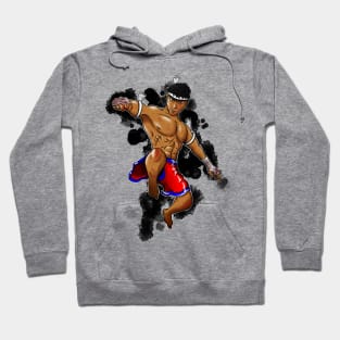 Muay Thai Fighter with black ink splats Hoodie